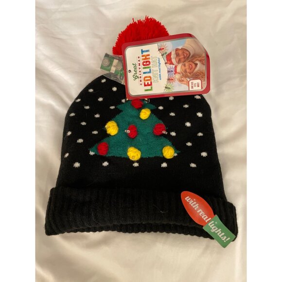 Great Christmas LED Light Knit Hat With Real Lights Holiday - Picture 1 of 8